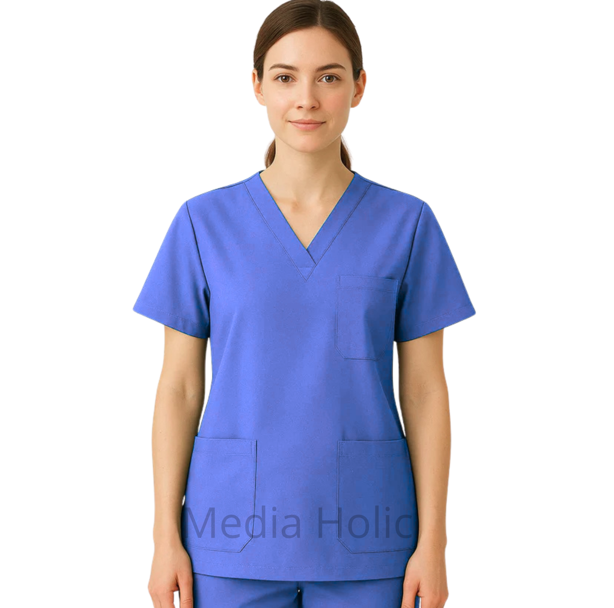 Tunique médicale unisexe à encolure en V – confort et élégance professionnelle