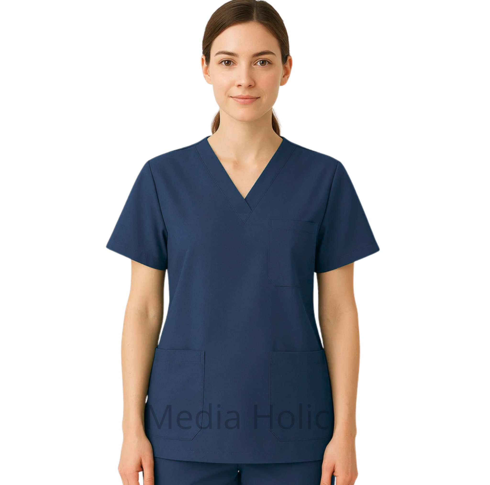 Tunique médicale unisexe à encolure en V – confort et élégance professionnelle