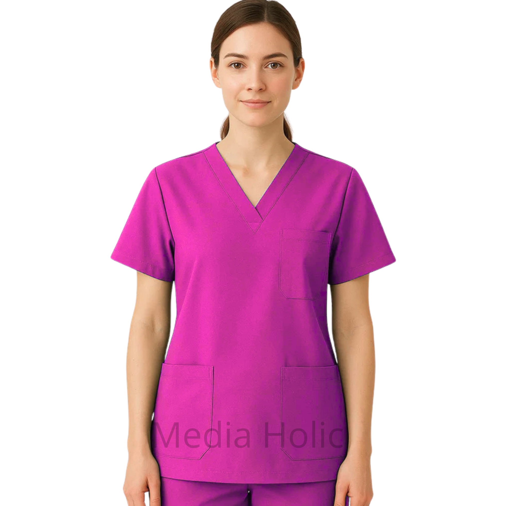 Tunique médicale unisexe à encolure en V – confort et élégance professionnelle