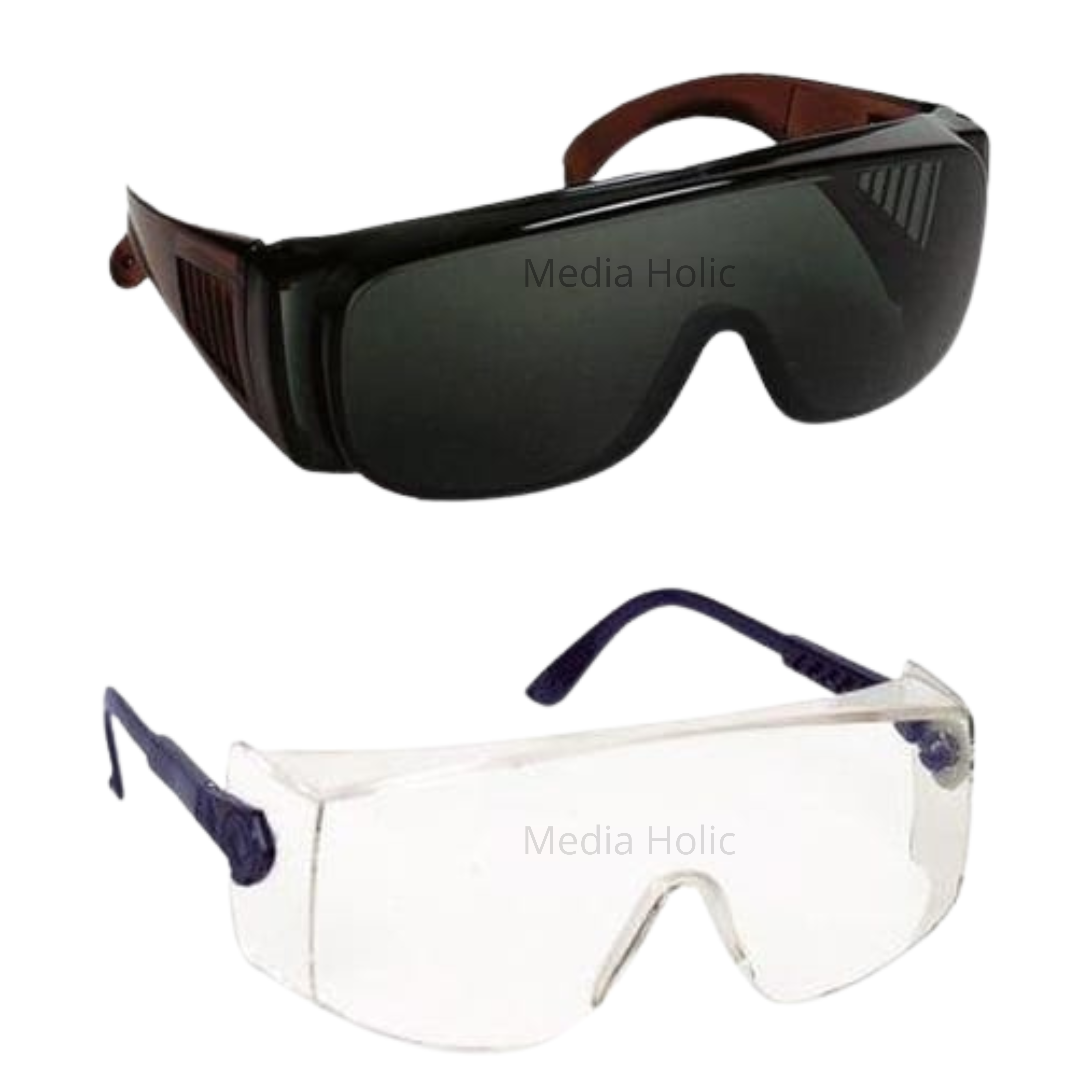 Lunettes de protection professionnelles avec verres transparents et monture supérieure robuste